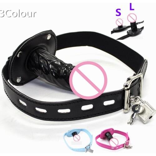 Erotic Accessories of Oral Dildo Anal Plug Open Mouth Gag with Leather Head Harness Strap for Bdsm Bondage Adults Games Sex Toys