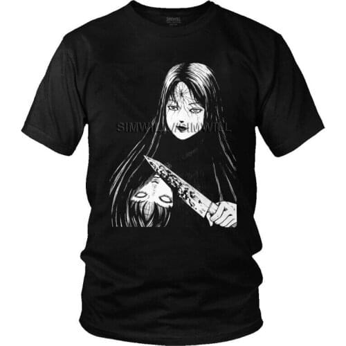 Harajuku Junji Ito T-Shirts Men Fashion T Shirts Short Sleeve Japanese Kago Manga Horror Uzumaki Tomie Tshirt Cotton Tee Top