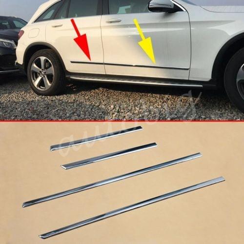 Chrome Door Body Side Molding For Mercedes-Benz GLC X253 2016 2017 Cover Trims