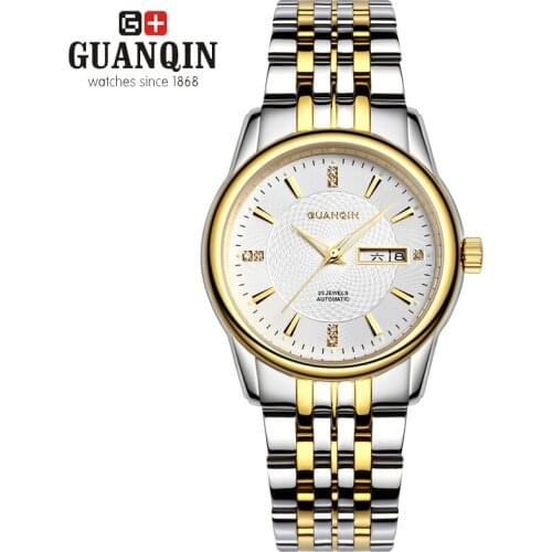 Famous GUANQIN Watches Men Hardlex Big Dial Mechanical Watch Luxury Brand Ceramic Watch Men Clock Waterproof Wristwatch for Men