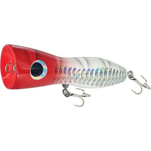 AS 75g120g Popper Tuna Wood Bait Big Game Boat Fishing Lure BKK Treble Hooks Saltwater Topwater Carp Artificial SwimBait Leurre