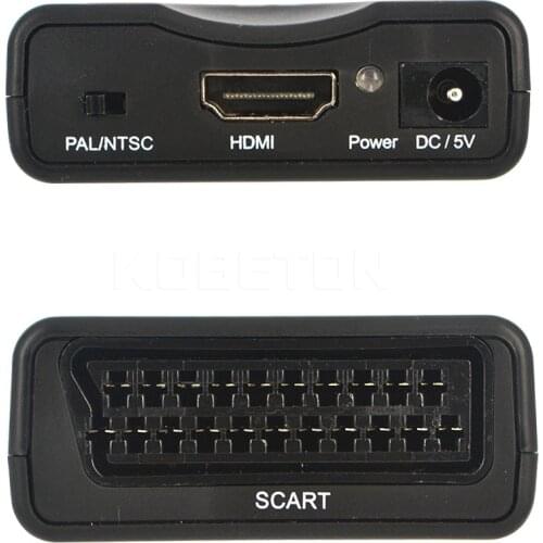 Kebidu Video Audio Upscale Converter AV Signal Adapter HD Receiver TV DVD HDMI-compatible to SCART for Samsung HTC Smartphone