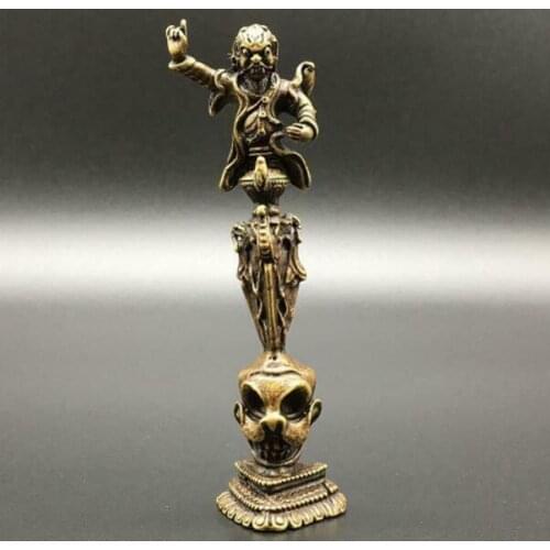 Chinese Pure Brass Angry Buddha Ward Off Bad Luck Small Statue