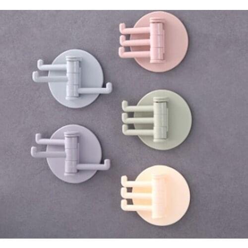 5KG Load Seamless Adhesive Hook Rotatable Strong Bearing Stick Hook Kitchen Wall Hanger Bathroom Kitchen Hooks