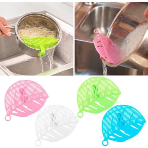 Kitchen Tool Snap-on Leaf Shape Drain Board Retaining Rice Vegetable Noodle Plastic Filter Block Rice Cleaning Strainer Gadgets