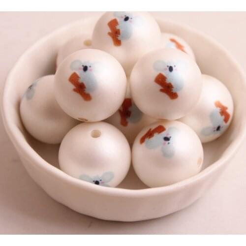 Kwoi Vita New Custom Fashion 20MM 100pcs Chunky Acrylic Print Animal Beads for Kids Necklace Jewelry