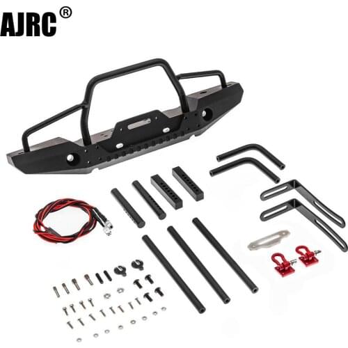 TRX4 Metal Front Bumper with Led Light for 1/10 RC Crawler Car Traxxas TRX-4 D90 D110 Defender Axial SCX10 90046 Upgrade Parts
