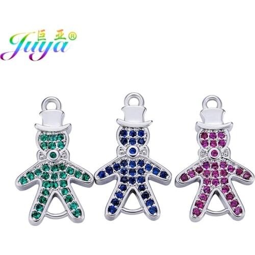 Micro Pave Colorful Zircon Gentleman Boy Charm Connectors Accessories For Women Handmade ECO Jewelry Bracelets Earrings Making