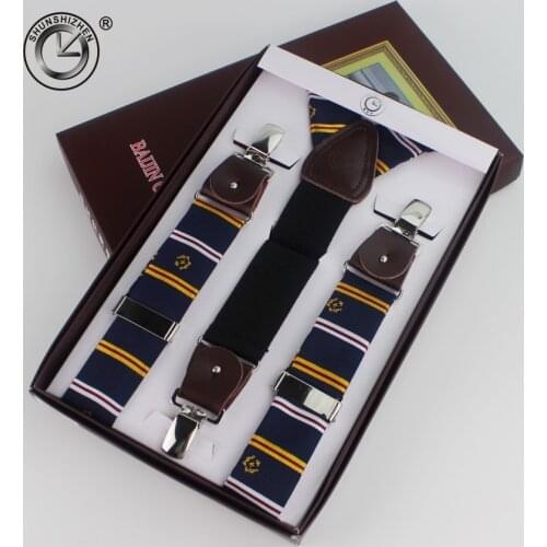 2017 Real split leather 3 clips male vintage casual suspenders commercial western-style mens Trousers for braces suspender