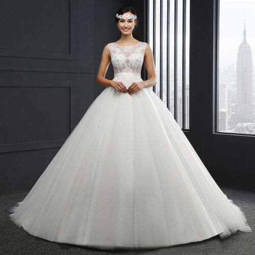 MZ0032 vestido de festa de casamento illusion bodice robe de soirée de mariage lace plus size bride wedding dress bridal gowns