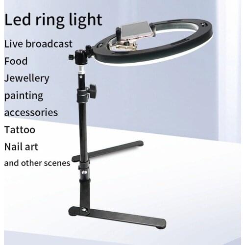 Desktop Overhead 10.23 inches Ring Fill Light Tripod Mobile Phone Holder for Live Stream Youtube Makeup Video Selfie Ring Light