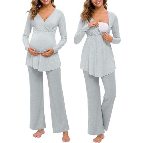 Maternity Nightwear Women Pregnancy Nursing Baby T-shirt Tops+pants Pajamas Set Suit Breastfeeding Homewear For Pregnant Women