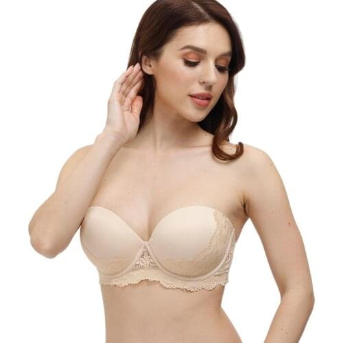 New Ladies Sexy Lace Bras For Women Strapless Lingerie Push Up Plunge Padded Underwire Halter Adjusted Convertible Straps