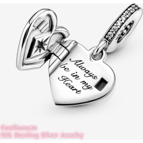 2021 Autumn 925 Sterling Silver Openable Heart Locket Dangle Charm beads Fits Original Pandora bracelets Jewelry Making