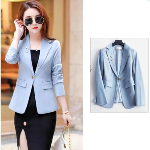 2021 Autumn Fashion Women Red Chic Suit Coat Blue Black Beige Notched Formal Rivet Blazers For Women Formal Blaiser Feminino 3xl