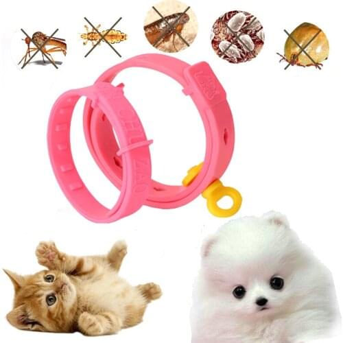 Dog & Cat Collar Anti Flea Ticks Mosquitoes Adjustable Pet Cat Pink Collars 90 Days Long-term Protection YHSMT Pet Accesseries