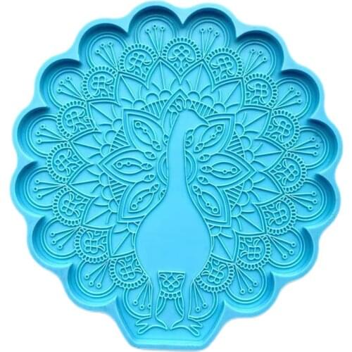 Peacock Coaster Epoxy Resin Mold Peahen Cup Mat Mug Pad Silicone Mould DIY Crafts Ornaments Home Decoration Casting Mold