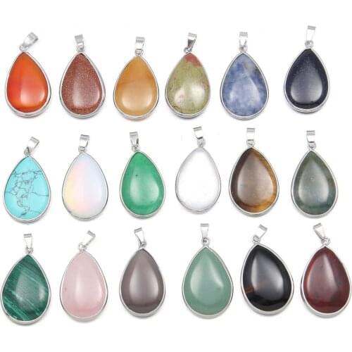 Natural Stone Pendants Rose Quartzs Water drop shape Fashion Necklace Pendant for Jewelry Making Diy Gift Accessories