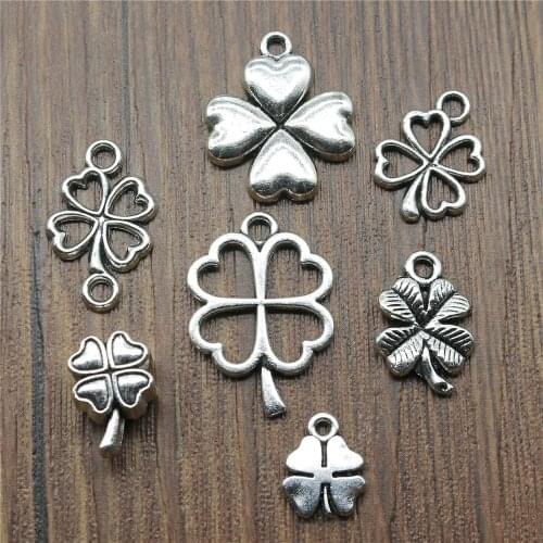 Clover Pendant Charms Antique Silver Color Lucky Clover Charms Jewelry DIY Clover Lucky Charms For Bracelet Making