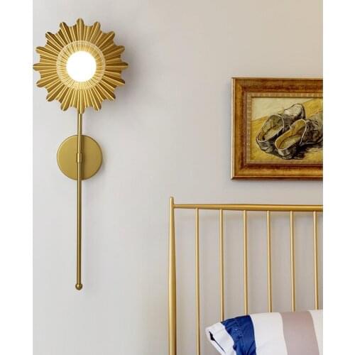 Nordic Luxury Gold Lustre Background Decorative Wall Light Metal Iron Art Light Fixtures Living Room Hallway Stairs Bedroom Lamp