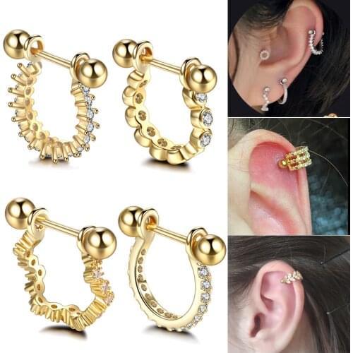 1Pc Copper Gold Color Nose Rings Earrings Piercings Gem Ear Studs Piercing Nariz Nipple Piercings Helix Barbell Body Jewelry