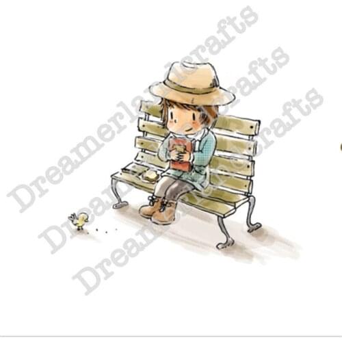 10x10 Boy sitting on a chair daze Transparent Clear Stamps Silicone Seals for DIY scrapbooking photo album Card Making