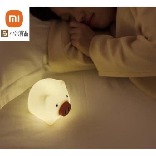 Cute Pig Silicone Night Light Rotary Switch USB Starting Night Light Cartoon Charging LED Table Lamp Home Gift for youpin youpin