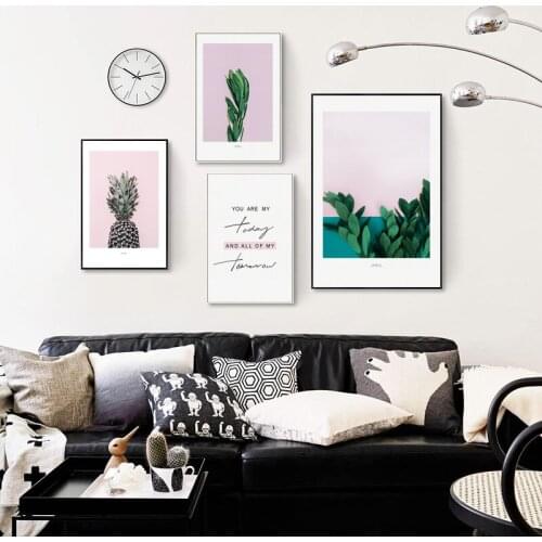 Nordic Modern Minimalist Green Plants Pineapple Creative English Canvas Painting Print Poster Pictures Wall Art Home Decoration
