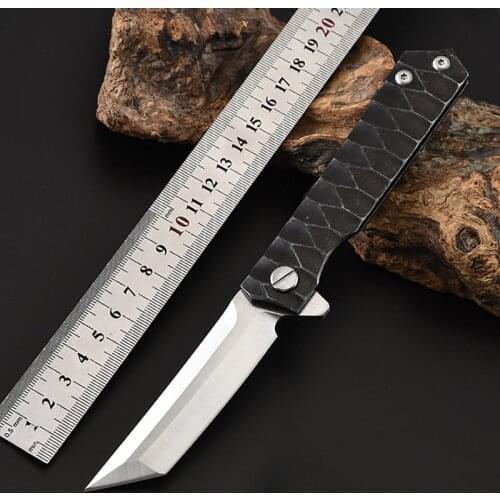 Ball Bearing System D2 Steel Sharp Blade Folding Tactical Japanese Style Tanto Knife Outdoor Camping EDC Survival Tool