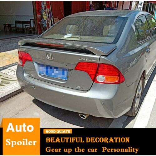 For Honda Civic Spoiler 2006-2011 With Led Light High Quality ABS Material Car Rear Wing Primer Color Trunk Rear Spoiler 2008