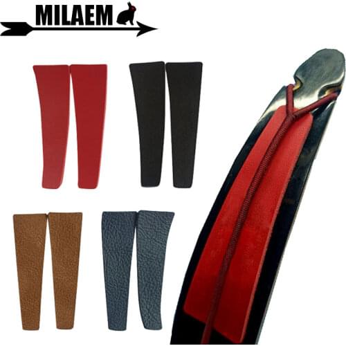 Archery Bowstring Stabilizer Leather Shock Damping Recurve Bow Limbs Silencer Pads Strip Cover Target Shooting Accessories