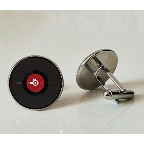 Musical disc glass Cufflinks handmade private photo Cufflinks DIY jewelry custom gift Cufflinks pop music record