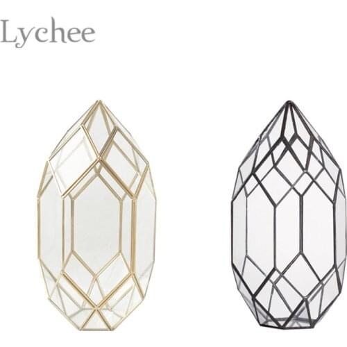 Lychee Life Irregular Glass Flower Pot Geometric Succulent Planter Creative Home Garden Decoration