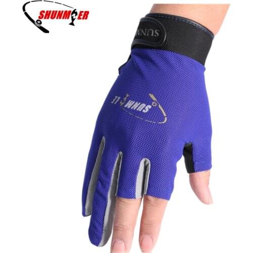 SUNMILE Fishing Gloves 3 Half Finger Durable Anti-Slip Breathable Pu And Neoprene Sport Gloves Pesca Tackle Insulated Luvas