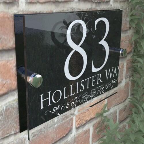 200x140mm Personalised House Number Sign Door Numbers Street Address Plaques Modern Glass