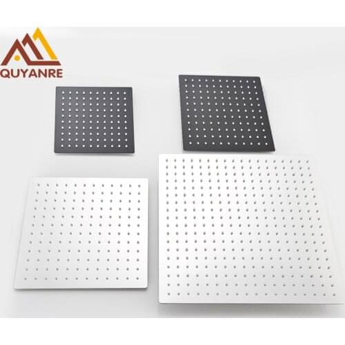 Quyanre matte black chrome ultrathin rainfall shower head bathroom accessories stainless steel shower heads for bathroom