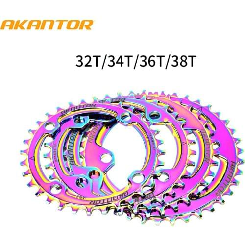 AKANTOR bicycle 104BCD Sprocket positive negative teeth colorful disc positive 32T 34T 36T 38T colorful disc nails chain wheel