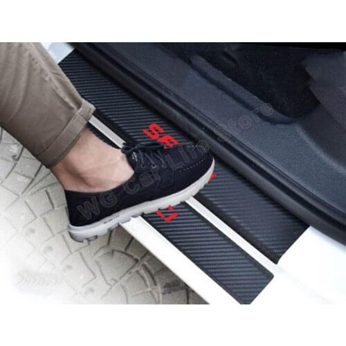 Carbon Fiber Vinyl Sticker For Fiat Sedici Car Door Sill Protector Scuff Plate Stickers Car Accessories