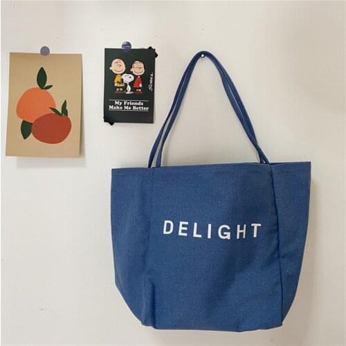Summer Ins Large Capacity Shopping Canvas Bag Letter Print Leisure Handbag High Quality Durable Schoolgirl Shoulder Tote Bag