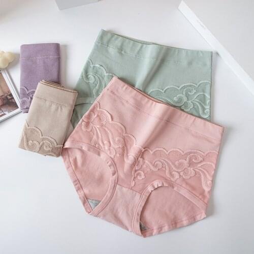 Women Panties Sexy Lace Floral Lingerie Cotton Underwear Big Size High Waist Body Slimming Briefs Lingerie Seamless Underpants