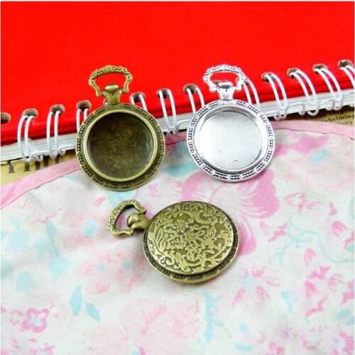 10Pcs 20mm Inner Size 38.8*27MM Outer Size Vintage Antique Bronze Color Pocket Watch Cameo Base Setting