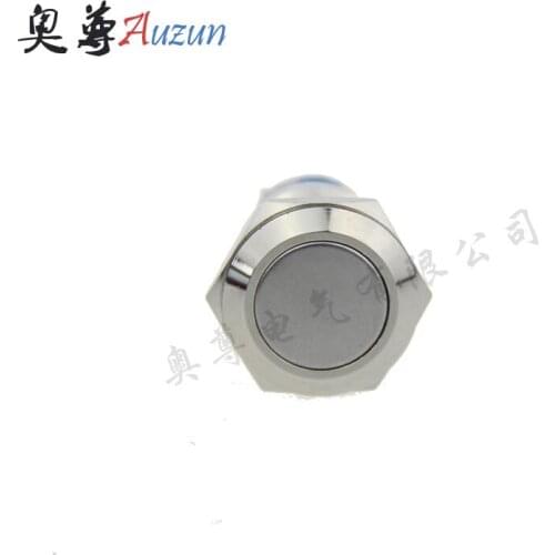 19 mm Flat head metal push button switch reset button 5a250v moment start Alumina,A normally open A normally closed
