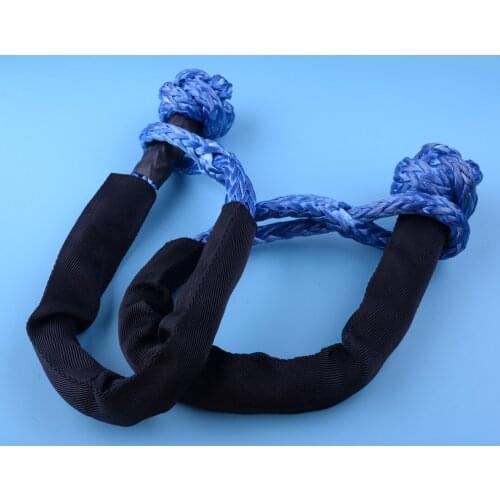 CITALL Nylon 2pcs Blue Flexible Synthetic Soft Shackle Winch Rope Towing Recovery Straps 35000LB 16T