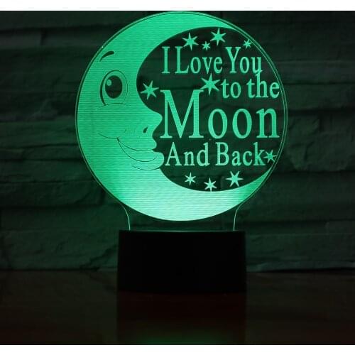 3D Night Lamp Baby Sleeping I Love You To The Moon And Back Moon Night Light LED Bedroom Bedside Night Light Decor Gifts 959