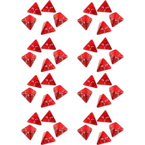40/Pack Red Gem Polyhedral Dices Set D4 Die Four-sided Dice for Table Games