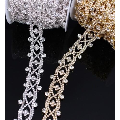 5 YARD Fashion Chain Belt for wedding dress Rhinestone Bridal Trim Bridal beaded silver crystal glass rhinestone applique trim