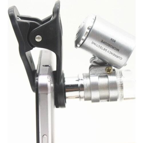 60X with banknote check LED lamp universal universal mobile phone folder microscope light source magnifying Glass