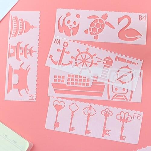 8Pcs/Set Letters Painting Template Ruler DIY Layering Stencils Scrapbook Coloring Embossing Album Decorative Card Template