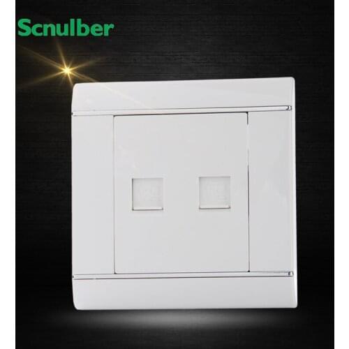 86x86 white double RJ11 telephone line 4p cable wall switch socket