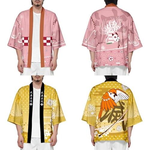 Anime Demon Slayer Cosplay Kimetsu No Yaiba Tanjiro Zenitsu Nezuko Cosplay Inosuke Giyuu Rengoku Men Kimono 4XL For Women CS645